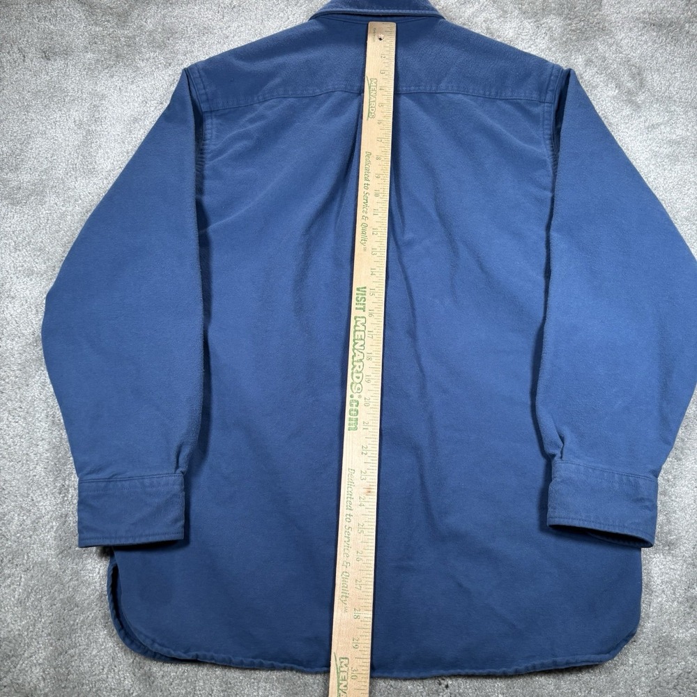 Vintage LL Bean Chamois Cloth Shirt Mens L Blue Thick Cotton Flannel Button Up - Picture 6 of 6